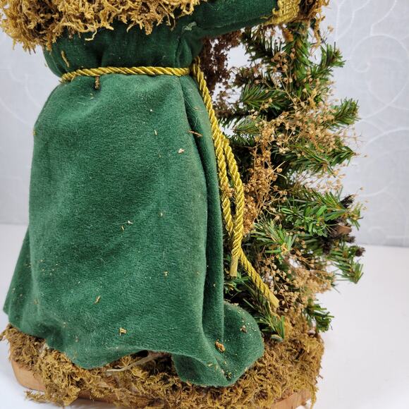 VINTAGE Folk Santa Claus 12" Green Holiday‎ Christmas Rustic Decoration Figure - Picture 7 of 14